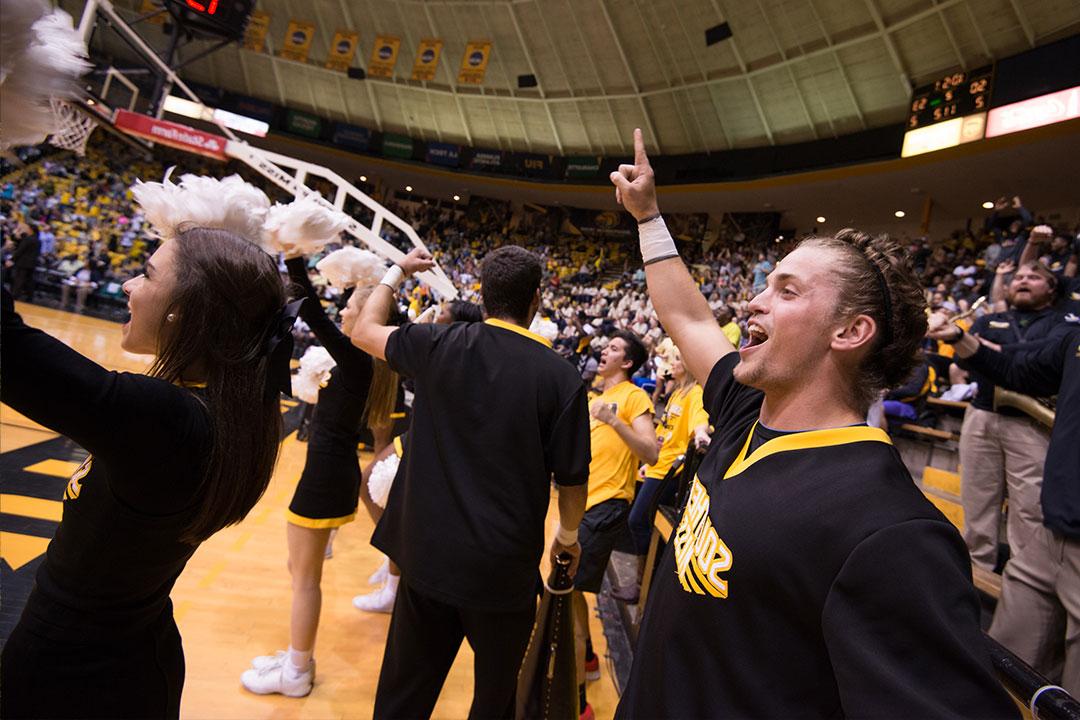 Cheerleaders at a basketball game